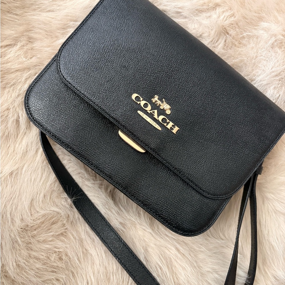 Coach Black Crossbody Bag with Gold Accents